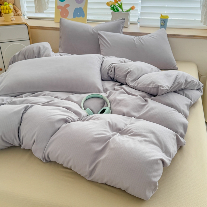 91家纺网 家纺一手货源 找家纺 2026新款苏东来家纺外贸出口跨境韩国提花棉四件套高端超柔手感超好（长期做，十年不换款） T灰色+T卡其