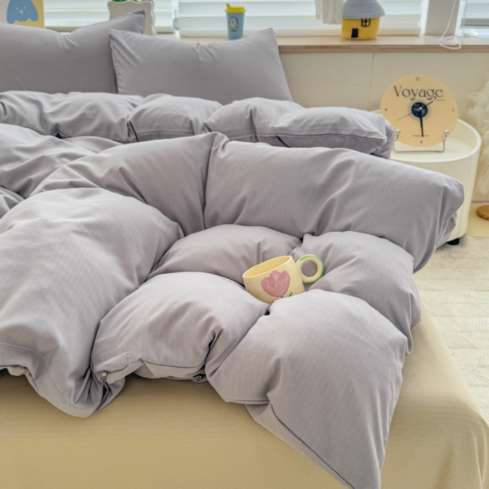 91家纺网 家纺一手货源 找家纺 2026新款苏东来家纺外贸出口跨境韩国提花棉四件套高端超柔手感超好（长期做，十年不换款） T灰色+T卡其