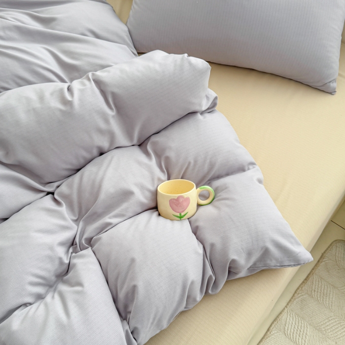 91家纺网 家纺一手货源 找家纺 2026新款苏东来家纺外贸出口跨境韩国提花棉四件套高端超柔手感超好（长期做，十年不换款） T灰色+T卡其