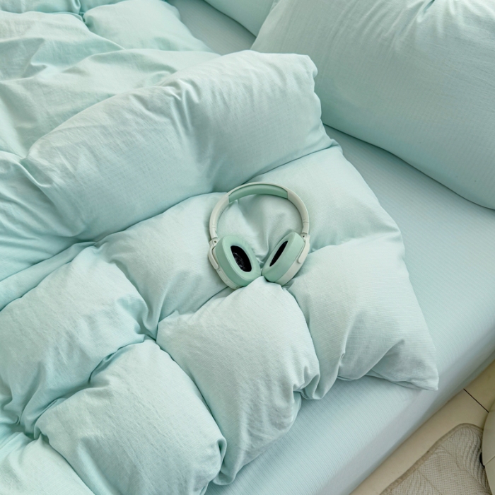 91家纺网 家纺一手货源 找家纺 2026新款苏东来家纺外贸出口跨境韩国提花棉四件套高端超柔手感超好（长期做，十年不换款） T水绿