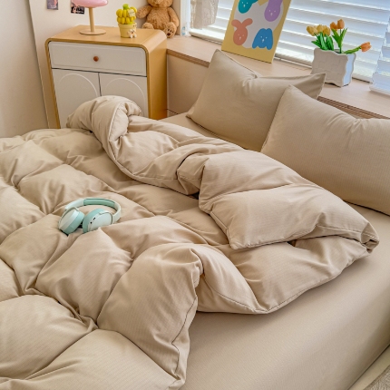 2026新款苏东来家纺外贸出口跨境韩国提花棉四件套高端超柔手感超好（长期做，十年不换款） T卡其