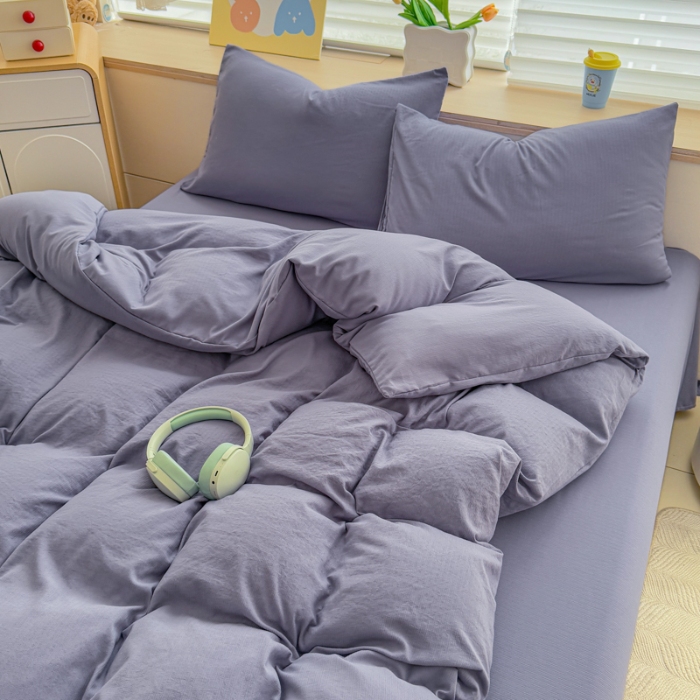 91家纺网 家纺一手货源 找家纺 2026新款苏东来家纺外贸出口跨境韩国提花棉四件套高端超柔手感超好（长期做，十年不换款） T宝石蓝