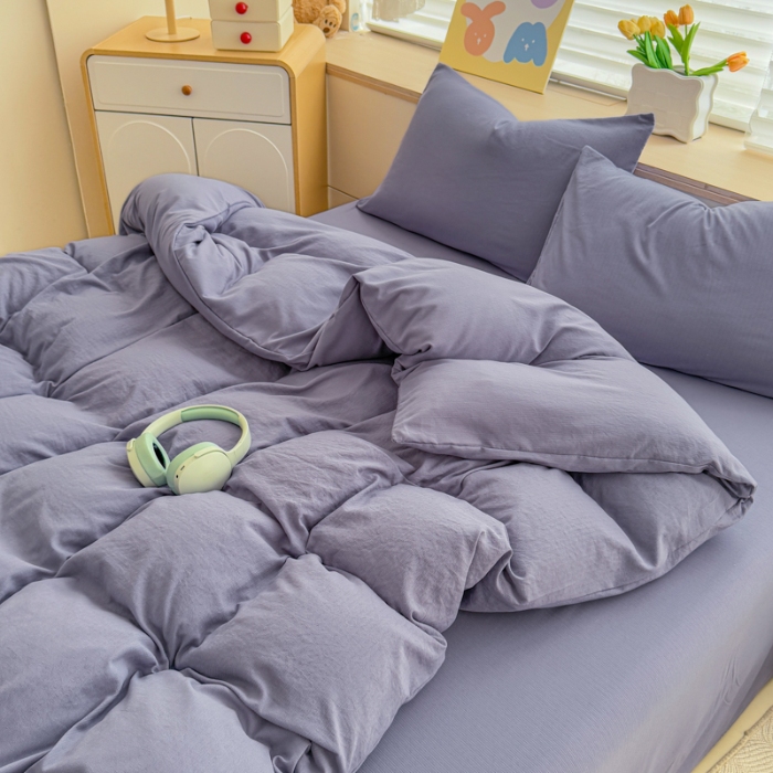 91家纺网 家纺一手货源 找家纺 2026新款苏东来家纺外贸出口跨境韩国提花棉四件套高端超柔手感超好（长期做，十年不换款） T宝石蓝