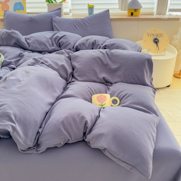 91家纺网 家纺一手货源 找家纺 2026新款苏东来家纺外贸出口跨境韩国提花棉四件套高端超柔手感超好（长期做，十年不换款） T宝石蓝