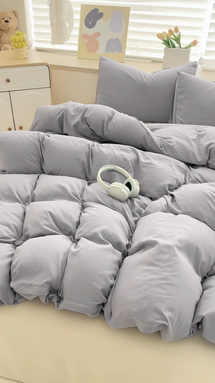 91家纺网 家纺一手货源 找家纺 2026新款苏东来家纺外贸出口跨境韩国提花棉四件套高端超柔手感超好（长期做，十年不换款） T灰色+T卡其