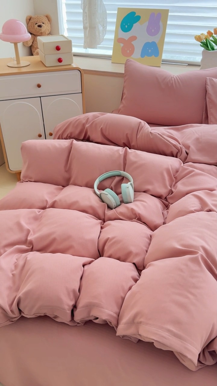 91家纺网 家纺一手货源 找家纺 2026新款苏东来家纺外贸出口跨境韩国提花棉四件套高端超柔手感超好（长期做，十年不换款） T豆沙