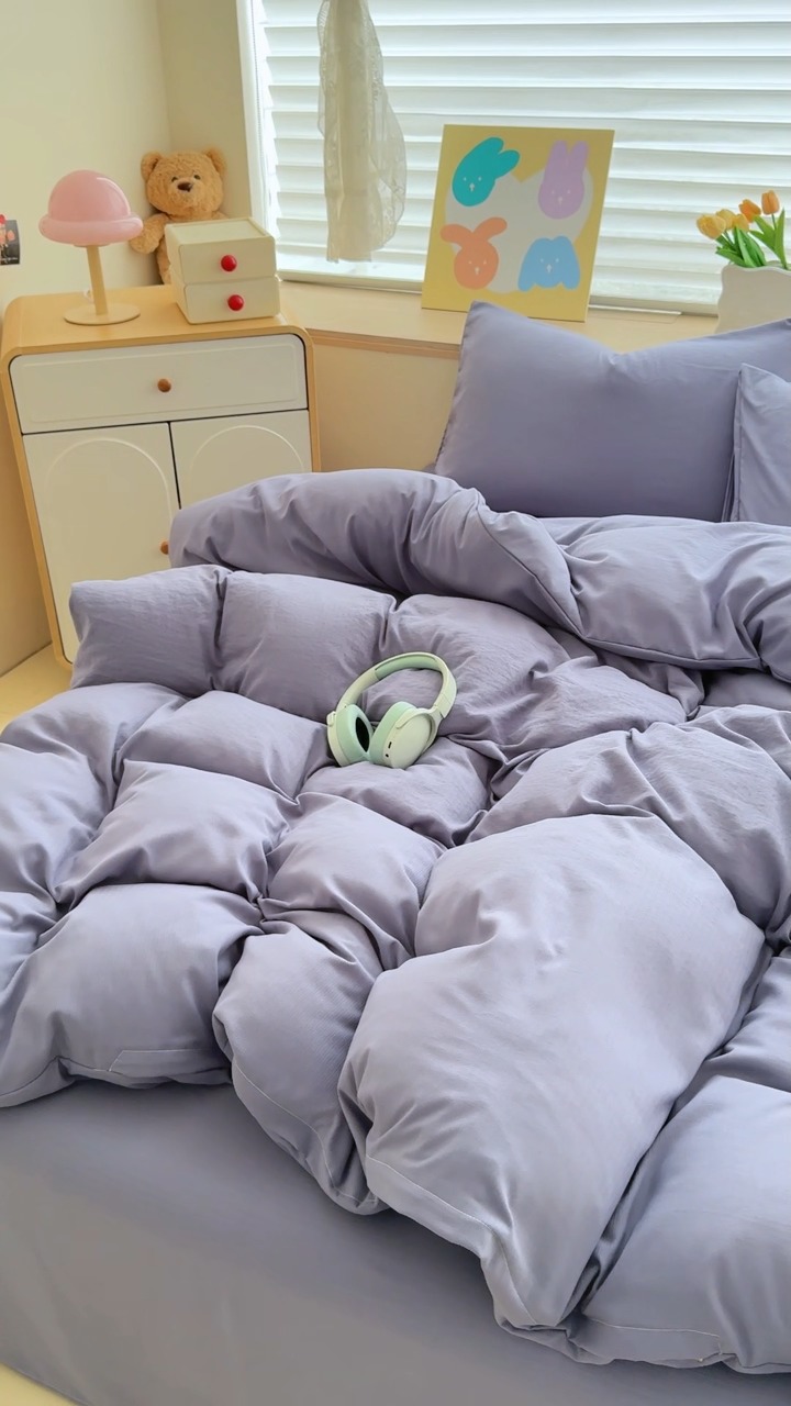 91家纺网 家纺一手货源 找家纺 2026新款苏东来家纺外贸出口跨境韩国提花棉四件套高端超柔手感超好（长期做，十年不换款） T宝石蓝