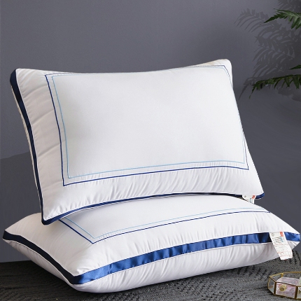 91家纺网 家纺一手货源 找家纺 （总）新品 兴丝露枕芯 刺绣贴边羽丝枕 酒店枕头 纤维枕