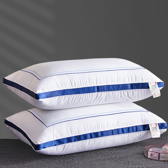 91家纺网 家纺一手货源 找家纺 （总）新品 兴丝露枕芯 刺绣贴边羽丝枕 酒店枕头 纤维枕