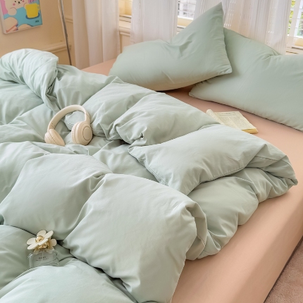 91家纺网 家纺一手货源 找家纺 （总）跨境外贸2025高端100%新疆全棉长绒棉100支磨毛纯色双拼全棉纯棉磨毛四件套单被套床单床笠单品（一年四季不断货）十年不换款