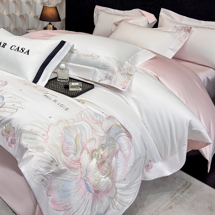 91家纺网 家纺一手货源 找家纺 （总）星蕴家纺 2025新款正宗澳棉长绒棉贡缎四件套-晨曦