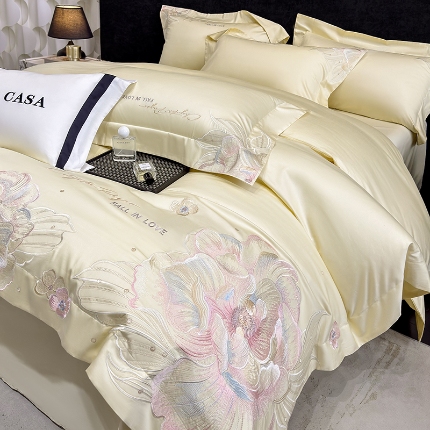 91家纺网 家纺一手货源 找家纺 （总）星蕴家纺 2025新款正宗澳棉长绒棉贡缎四件套-晨曦