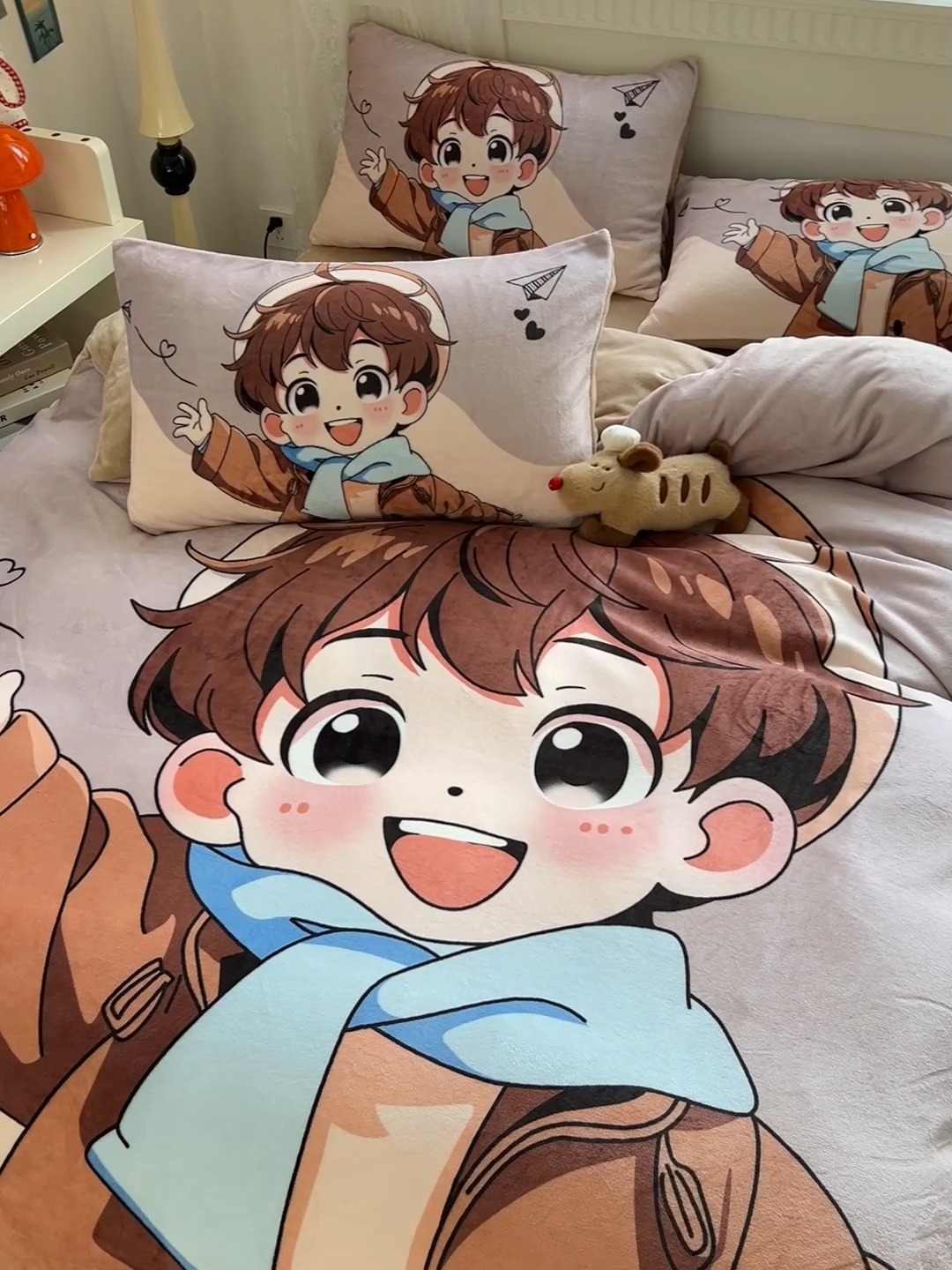 91家纺网 家纺一手货源 找家纺 （总）喜梦缘 2025 新款大版卡通牛奶绒印花四件套