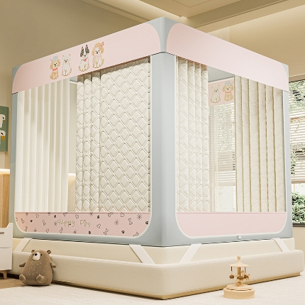 91家纺网 家纺一手货源 找家纺 （总）2025新款卡通夹棉遮光保暖可拆卸蚊帐卧室通用