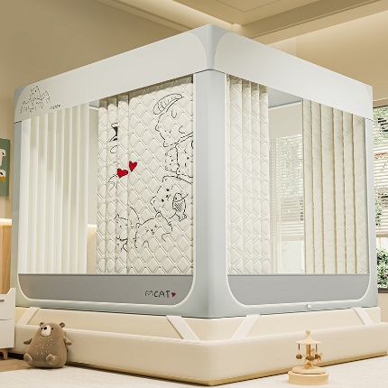 91家纺网 家纺一手货源 找家纺 （总）2025新款卡通夹棉遮光保暖可拆卸蚊帐卧室通用