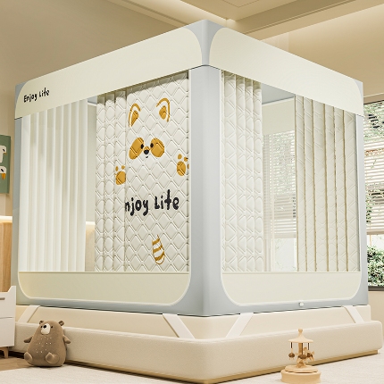 91家纺网 家纺一手货源 找家纺 （总）2025新款卡通夹棉遮光保暖可拆卸蚊帐卧室通用