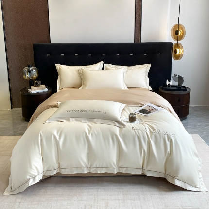 91家纺网 家纺一手货源 找家纺 （总）2025新款全棉长绒棉纯棉四件套刺绣简约 四件套