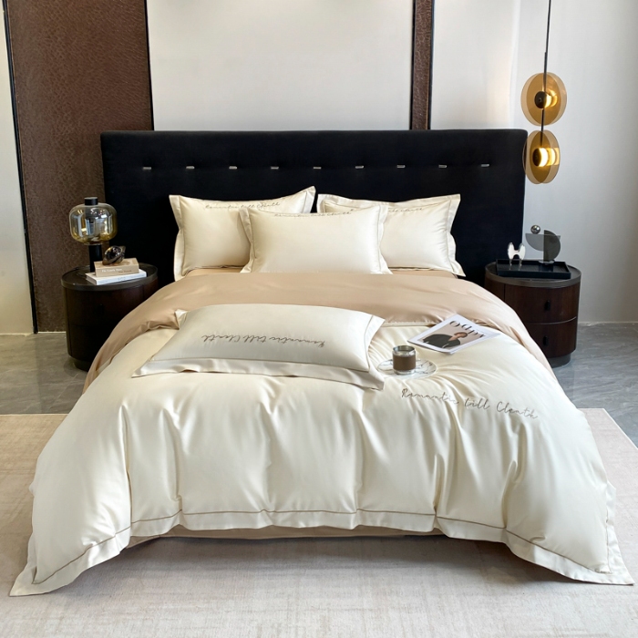 91家纺网 家纺一手货源 找家纺 （总）2025新款全棉长绒棉纯棉四件套刺绣简约 四件套