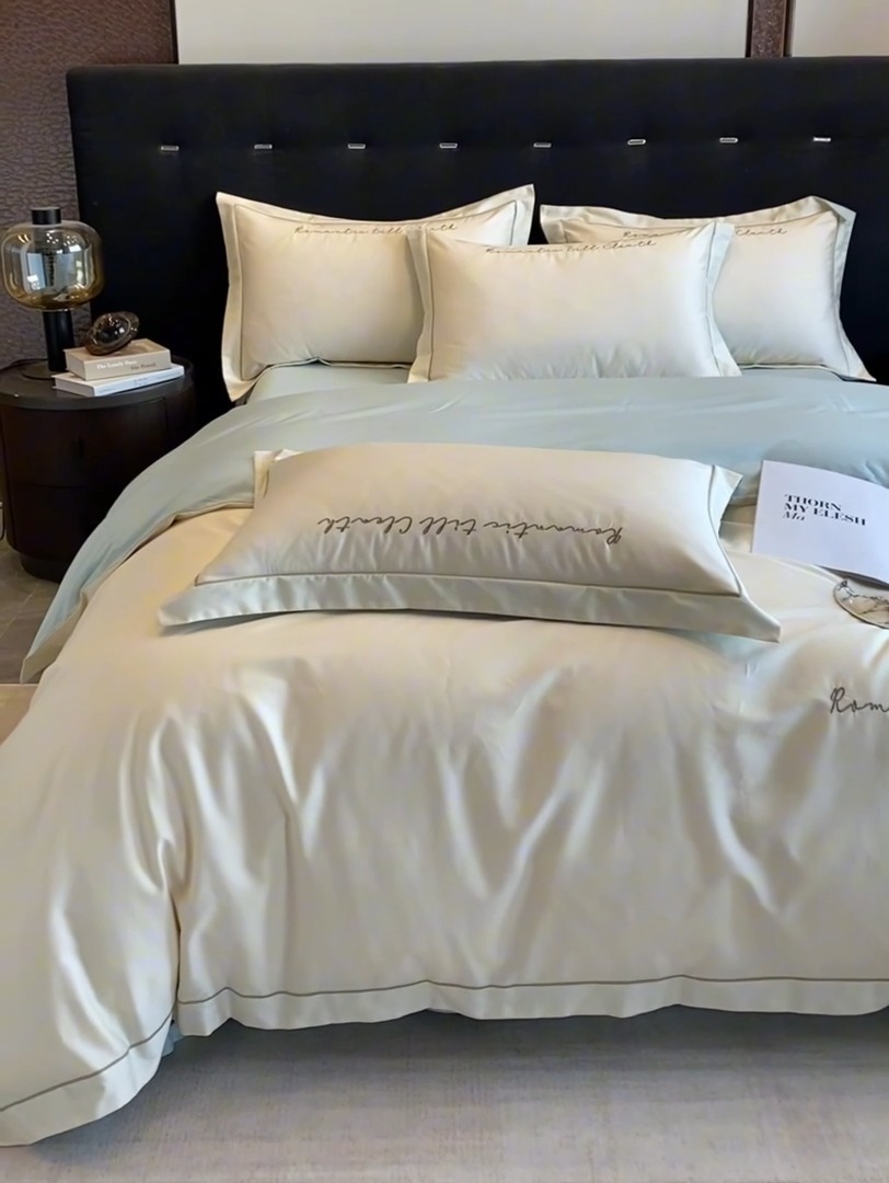 91家纺网 家纺一手货源 找家纺 （总）2025新款全棉长绒棉纯棉四件套刺绣简约 四件套