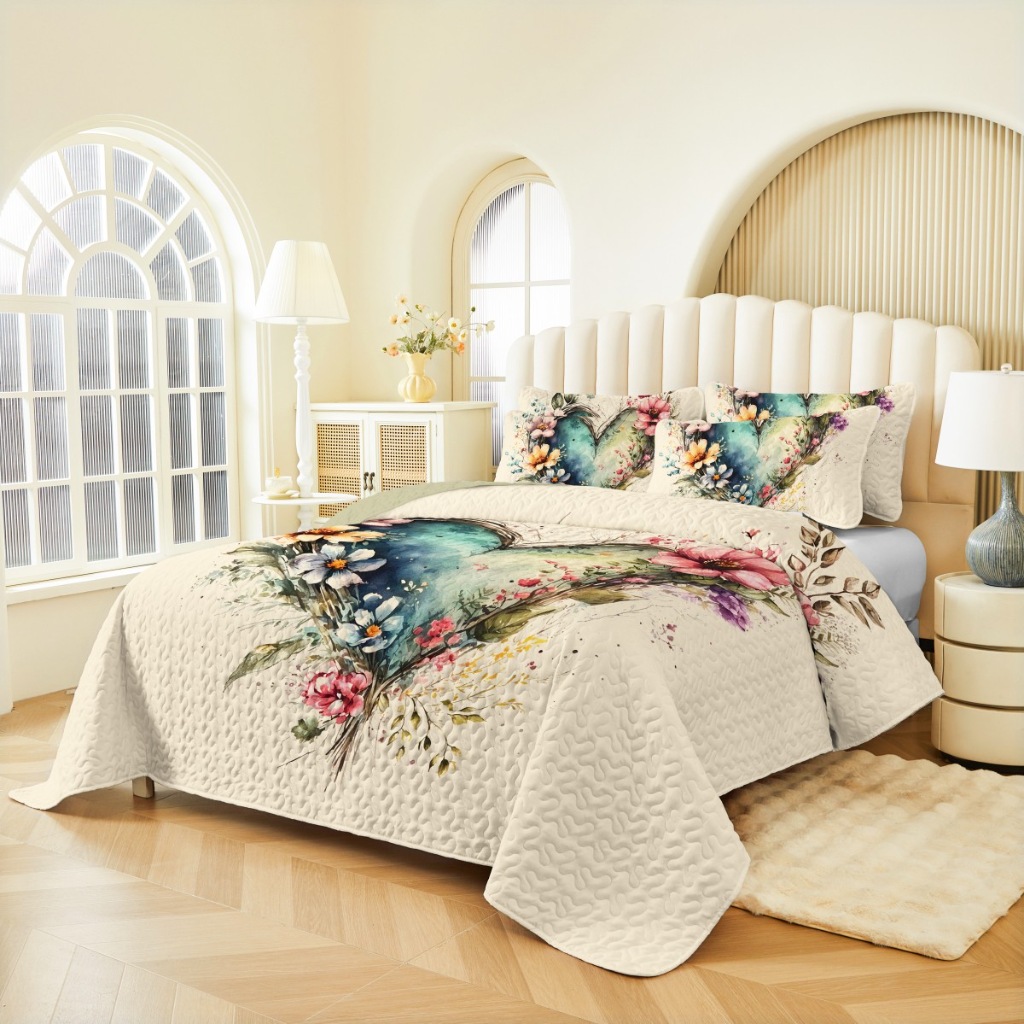 91家纺网 家纺一手货源 找家纺 跨境专供 2025新款四季通用床可水洗夹棉数码印花绗缝床盖绗缝被