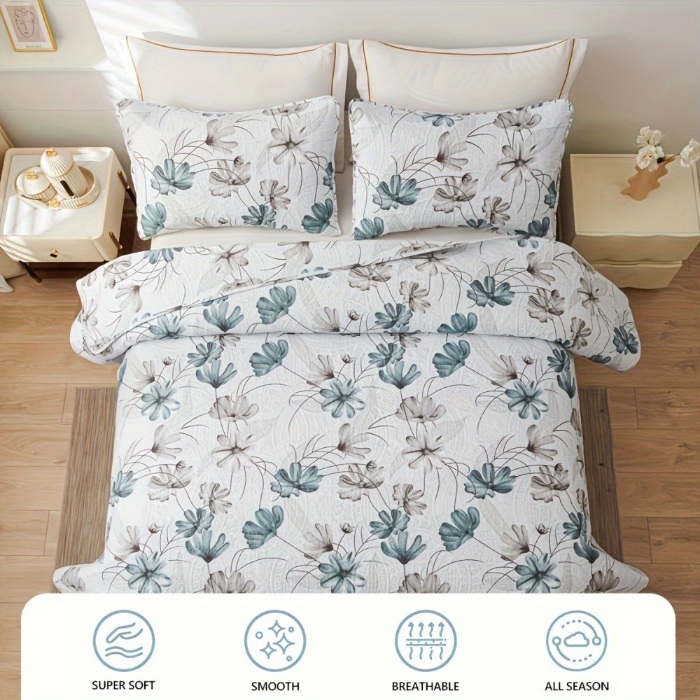 91家纺网 家纺一手货源 找家纺 跨境专供 2025新款四季通用床可水洗夹棉数码印花绗缝床盖绗缝被