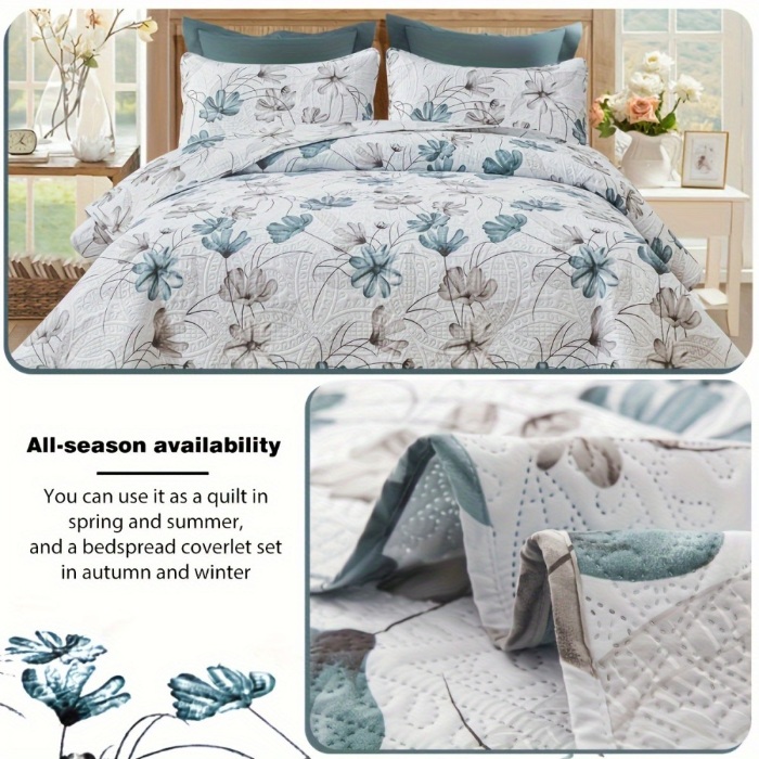 91家纺网 家纺一手货源 找家纺 跨境专供 2025新款四季通用床可水洗夹棉数码印花绗缝床盖绗缝被