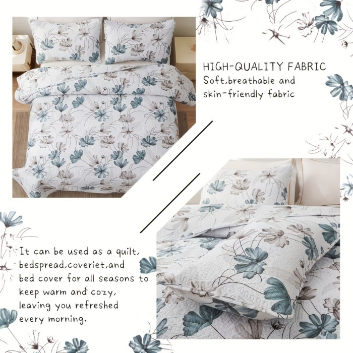 91家纺网 家纺一手货源 找家纺 跨境专供 2025新款四季通用床可水洗夹棉数码印花绗缝床盖绗缝被