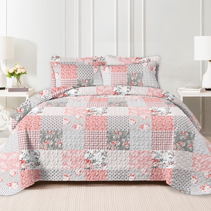 91家纺网 家纺一手货源 找家纺 跨境专供 2025新款四季通用床可水洗夹棉印花压花床盖绗缝被