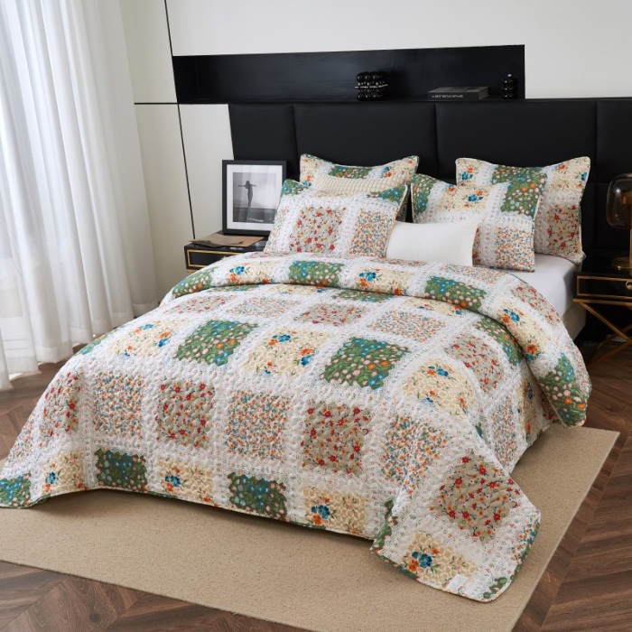 91家纺网 家纺一手货源 找家纺 跨境专供   2025年绗缝被四季通用床可水洗床盖夹棉绗缝床盖