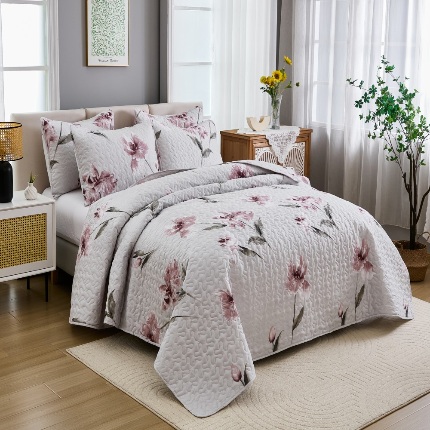 91家纺网 家纺一手货源 找家纺 （总）跨境专供 2025新款绗缝被四季通用床可水洗夹棉绗缝床盖