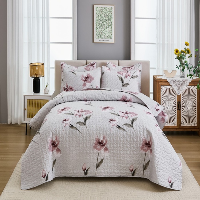 91家纺网 家纺一手货源 找家纺 （总）跨境专供 2025新款绗缝被四季通用床可水洗夹棉绗缝床盖