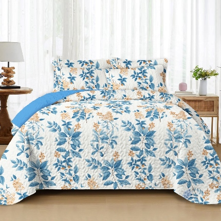 91家纺网 家纺一手货源 找家纺 （总）跨境专供 2025新款四季通用床可水洗夹棉印花绗缝床盖绗缝被