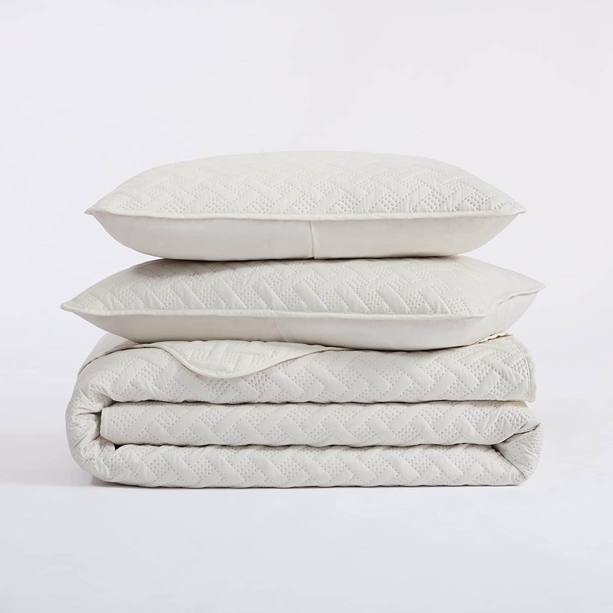 91家纺网 家纺一手货源 找家纺 （总）跨境专供 2025新款化纤压花绗缝被可水洗床盖三件套