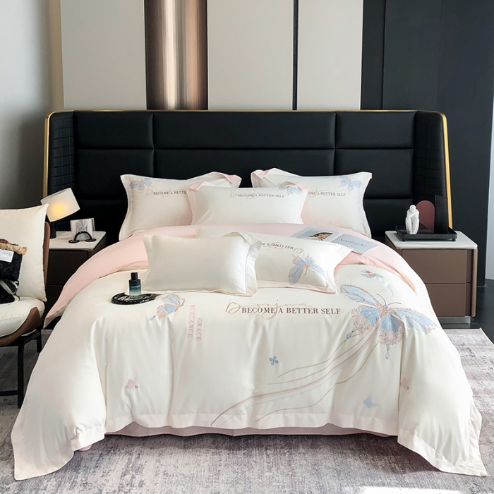 91家纺网 家纺一手货源 找家纺 （总）高档礼盒装超细旦超柔长绒棉磨毛刺绣四件套秋冬加厚100%纯棉全棉床品