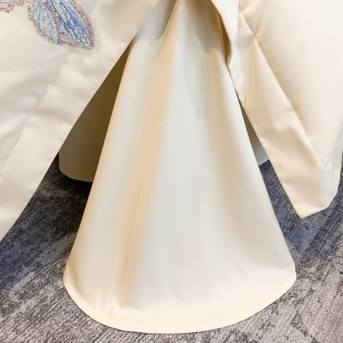 91家纺网 家纺一手货源 找家纺 高档礼盒装超细旦超柔长绒棉磨毛刺绣四件套秋冬加厚100%纯棉全棉床品 绮蝶-奶茶杏-A类超细旦长绒棉磨毛