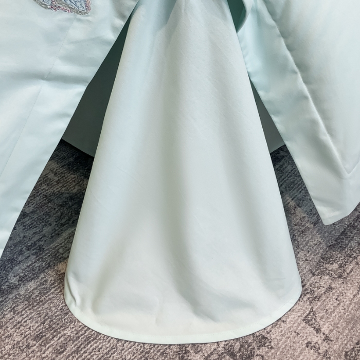 91家纺网 家纺一手货源 找家纺 高档礼盒装超细旦超柔长绒棉磨毛刺绣四件套秋冬加厚100%纯棉全棉床品 绮蝶-淡湖绿-A类超细旦长绒棉磨毛