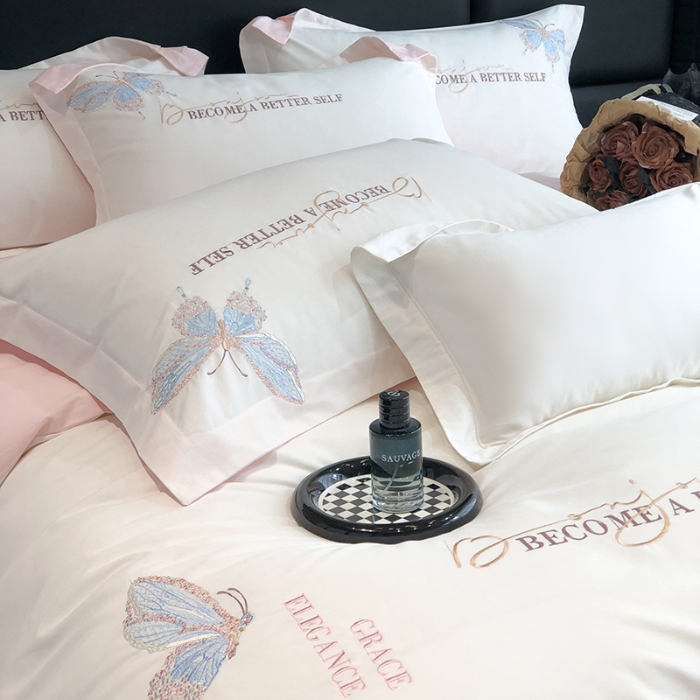 91家纺网 家纺一手货源 找家纺 高档礼盒装超细旦超柔长绒棉磨毛刺绣四件套秋冬加厚100%纯棉全棉床品 绮蝶-伊丽莎白-A类超细旦长绒棉磨毛