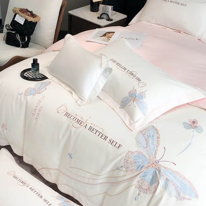 91家纺网 家纺一手货源 找家纺 高档礼盒装超细旦超柔长绒棉磨毛刺绣四件套秋冬加厚100%纯棉全棉床品 绮蝶-伊丽莎白-A类超细旦长绒棉磨毛