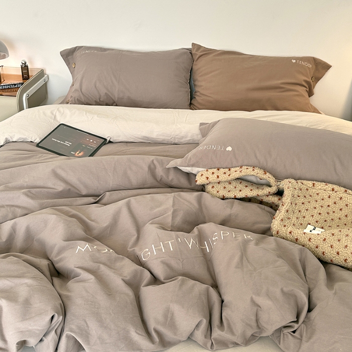 91家纺网 家纺一手货源 找家纺 （总）艾咪-Amy ntmy 2025秋冬纽扣款全棉加厚磨毛刺绣四件套-漫月