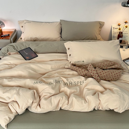 91家纺网 家纺一手货源 找家纺 （总）艾咪色织系列 新款博主风全棉色织水洗棉四件套学生宿舍三件套