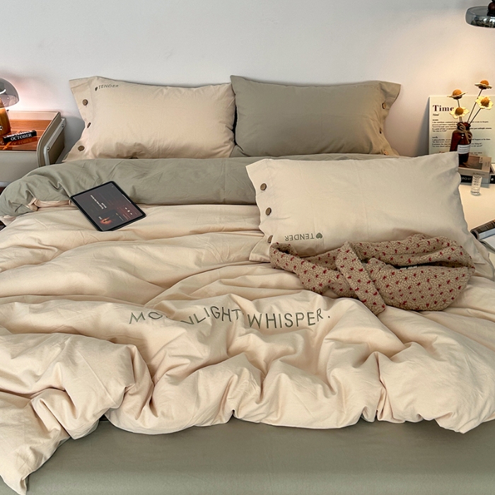 91家纺网 家纺一手货源 找家纺 （总）艾咪-Amy ntmy 2025秋冬纽扣款全棉加厚磨毛刺绣四件套-漫月