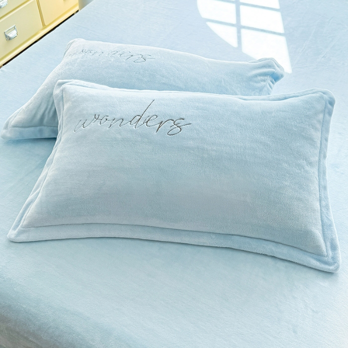 91家纺网 家纺一手货源 找家纺 （总）漫布云2025秋冬新款高克重全消光大版花卉平绣牛奶绒刺绣款床单床裙款四件套 梦境-婴儿蓝