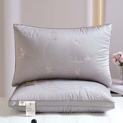 （总）新品 兴丝露枕芯 全棉刺绣羽丝枕 枕芯 立体双边枕 全棉枕芯 成人枕头