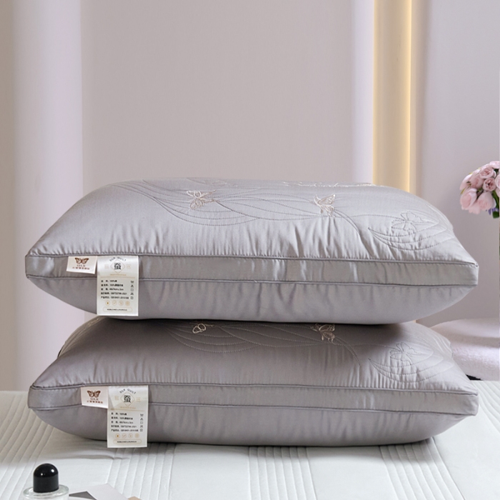 91家纺网 家纺一手货源 找家纺 （总）新品 兴丝露枕芯 全棉刺绣羽丝枕 枕芯 立体双边枕 全棉枕芯 成人枕头