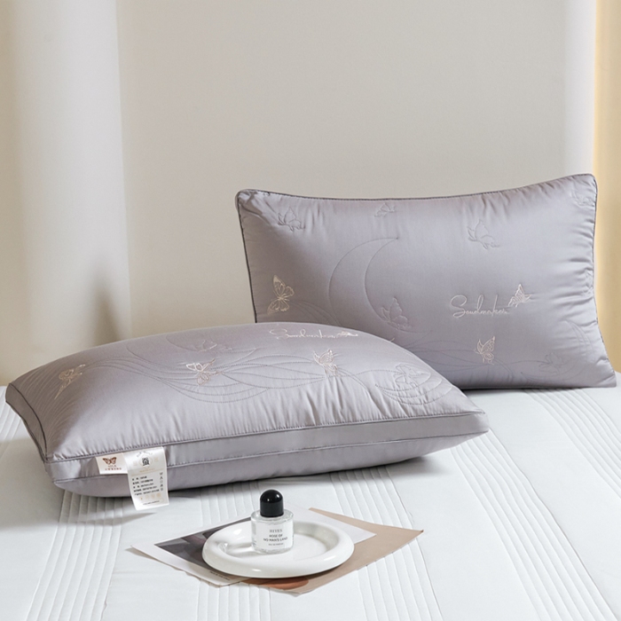 91家纺网 家纺一手货源 找家纺 （总）新品 兴丝露枕芯 全棉刺绣羽丝枕 枕芯 立体双边枕 全棉枕芯 成人枕头