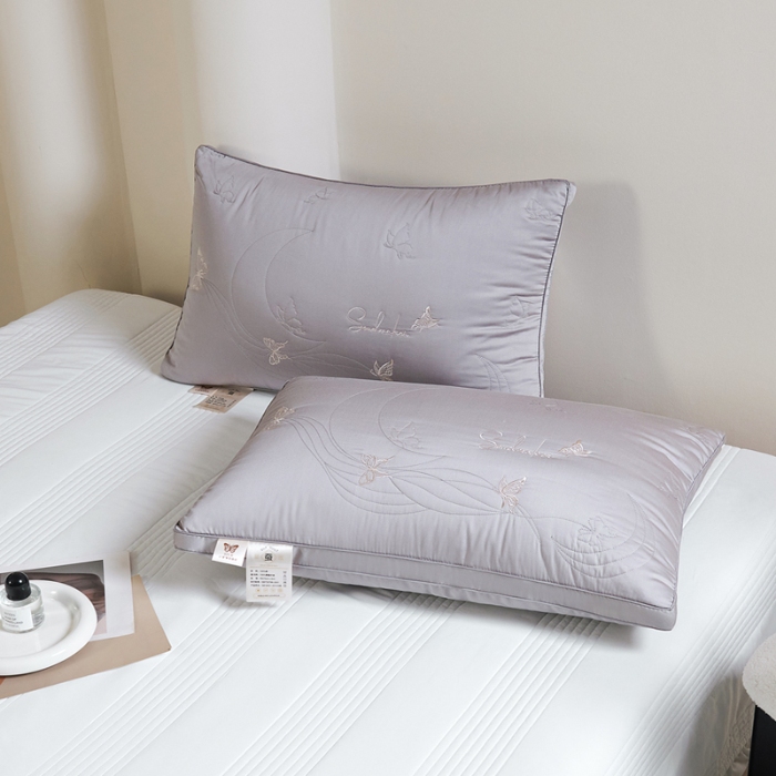 91家纺网 家纺一手货源 找家纺 （总）新品 兴丝露枕芯 全棉刺绣羽丝枕 枕芯 立体双边枕 全棉枕芯 成人枕头