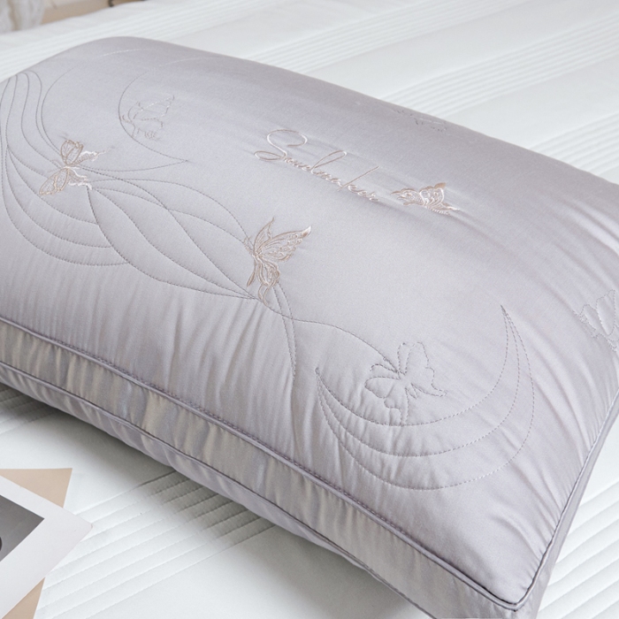 91家纺网 家纺一手货源 找家纺 （总）新品 兴丝露枕芯 全棉刺绣羽丝枕 枕芯 立体双边枕 全棉枕芯 成人枕头
