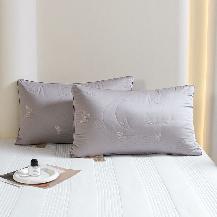 91家纺网 家纺一手货源 找家纺 （总）新品 兴丝露枕芯 全棉刺绣羽丝枕 枕芯 立体双边枕 全棉枕芯 成人枕头