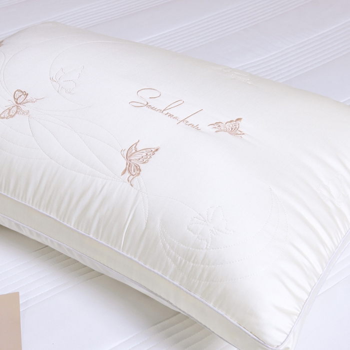 91家纺网 家纺一手货源 找家纺 （总）新品 兴丝露枕芯 全棉刺绣羽丝枕 枕芯 立体双边枕 全棉枕芯 成人枕头