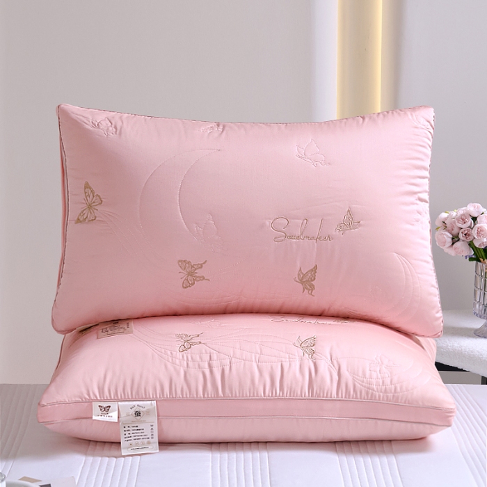 91家纺网 家纺一手货源 找家纺 （总）新品 兴丝露枕芯 全棉刺绣羽丝枕 枕芯 立体双边枕 全棉枕芯 成人枕头